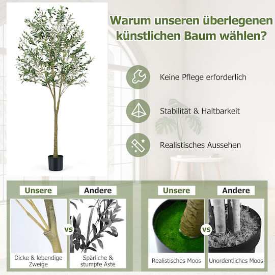 Costway Artificial Olive 180 cm Plastic Pot Green 180 x 17 x 17 cm Hz10380-1
