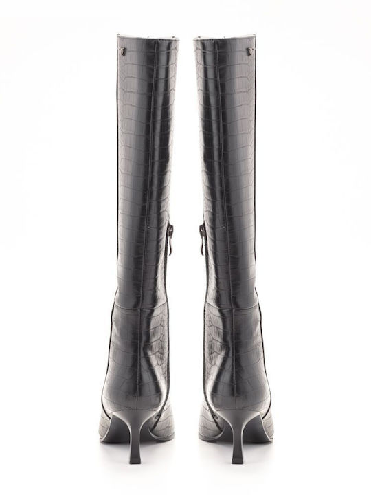 Leder Damenstiefel Schwarz