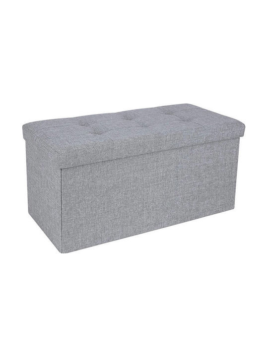 Bench Stool With Storage Space Upholstered With Gray Fabric 76x38x38cm