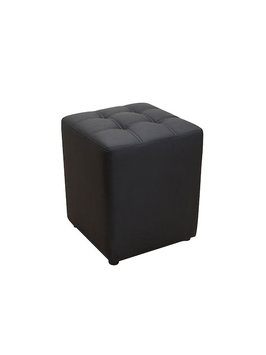 Stool For Living Room Upholstered with Leatherette Cube Black 37x37x45cm