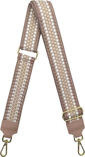 Adjustable Bag Strap 5cm Crossbody or Shoulder Gold Metal Hook Polka Dot Design Dusty Pink