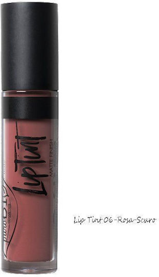 Purobio Cosmetics Matte Finish Liquid Lipstick Lip Tint Shade 06 Dark Pink Volume Ml 4.8