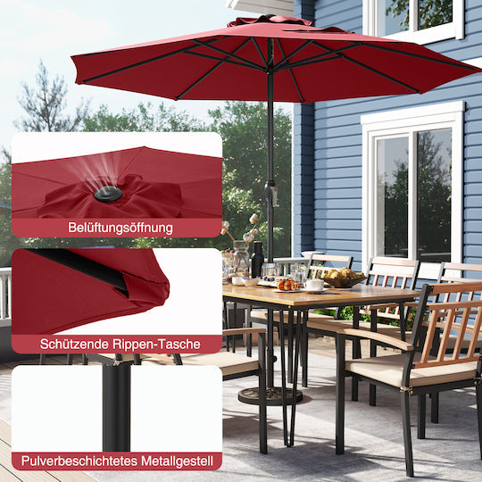 Professional Circular Floor Parasol Metal Burgundy with Base Φ2.5m NP12130WN