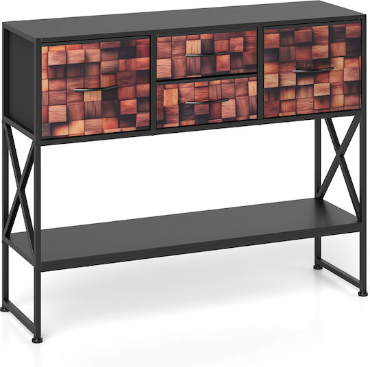 Console Table Made of Wood & Brown Metal L79.5xW29xH98.5cm