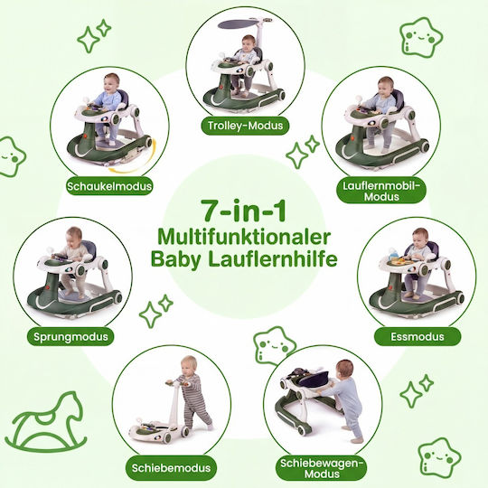Costway Baby Walker For 7+ Months Green