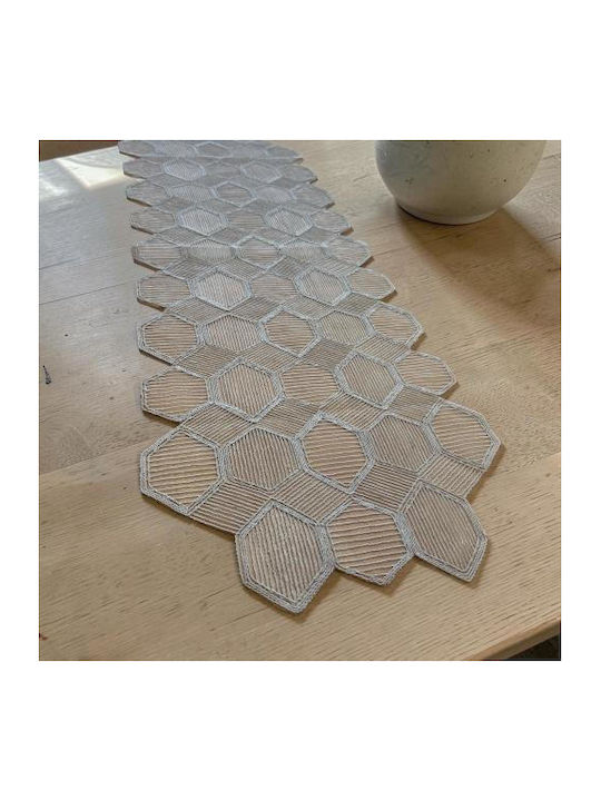 Linea Home Καρέ Τραπεζομάντηλο με Δαντέλα Σετ 5τμχ Cell Γκρι 120x120εκ.