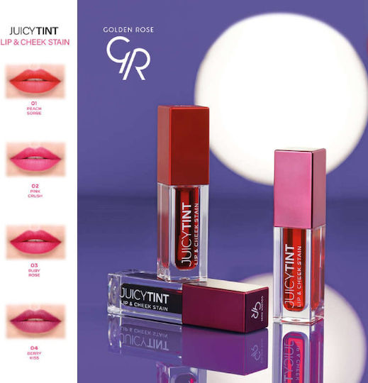Golden Rose Juicy Tint Lip & Cheek Long Lasting Liquid Lip Stain 04 Berry Kiss 5.2ml