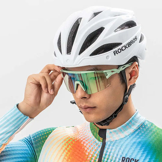 Rockbros Cycling Glasses with Purple Frame and Photochromic Transparent Lenses