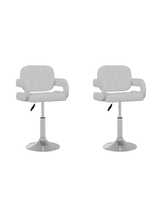 Stool Bar with Back & Adjustable Height White 2pcs 58x50x73-88cm