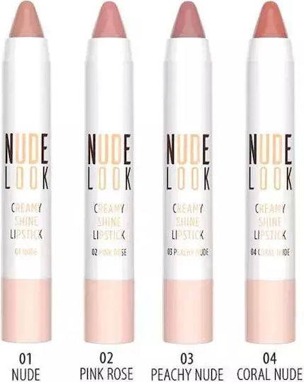Golden Rose Nude Look Creamy Shine Creion Ruj Transparent 03 Peachy Nude 3.5gr