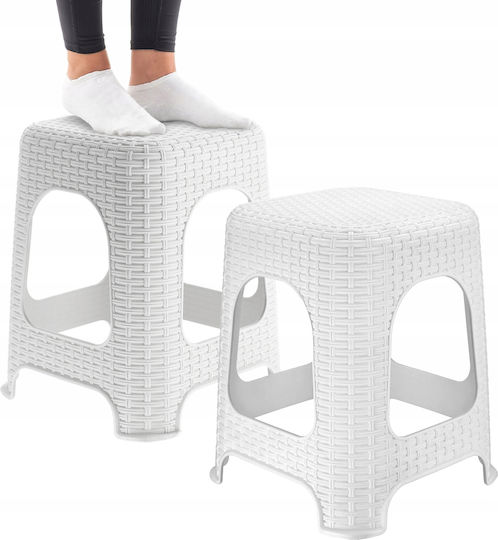 Stool For Kitchen Plastic White 2pcs