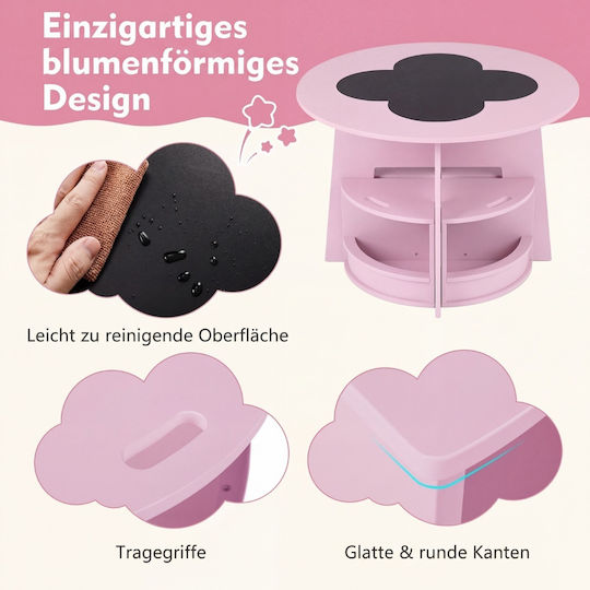 Costway Kinder Tische Set mit Stühlen für Malerei Rosa Costway