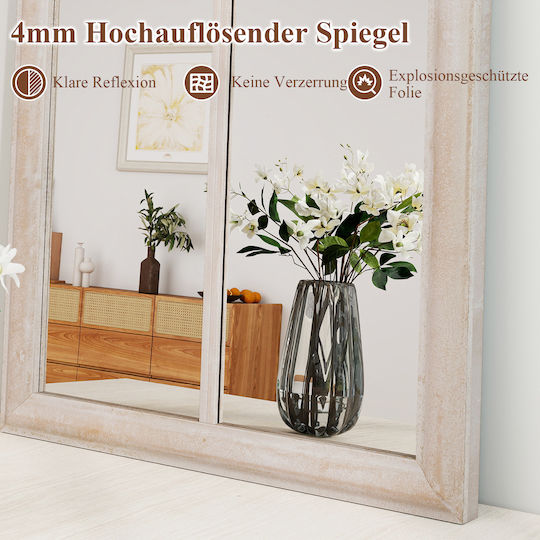 Costway Wandspiegel Ganzkörper Gewölbt mit Grau Metallischem Rahmen 111.5x60.5cm