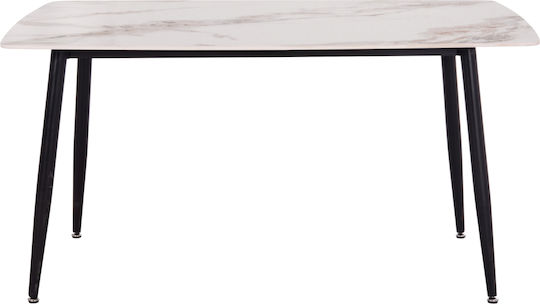 Raven Dining Table with White/Brown Marble Ceramic Surface 140x80x74cm