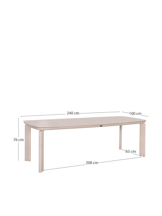 Symetron Esszimmer- und Küchentisch Aluminium Crem 240x100x76cm