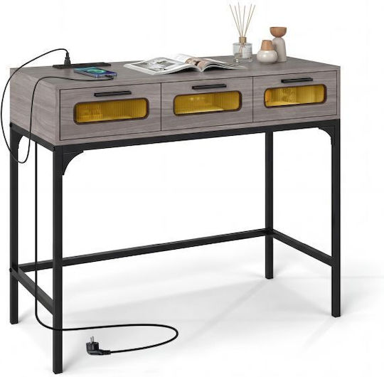 Consolă din Lemn și Metal Gri M75xL40xÎ90cm