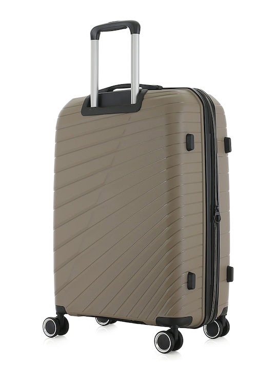 RCM Medium Hard Brown Travel Suitcase with 4 Wheels