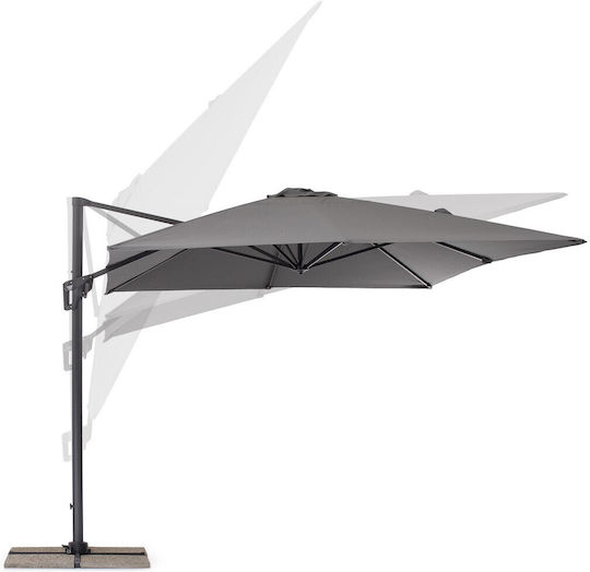Umbrelă Suspendată Pătrată Din Aluminiu Porto Gri 3x3m