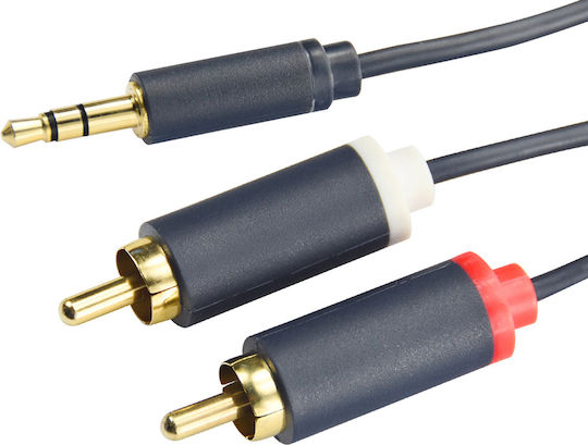Cabletime Cable 3.5mm Male to 2x RCA Male Audio Cable Blue 15m CT-AV303-H12G