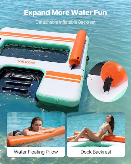 Vevor Aufblasbare Insel Für Pool Mit Griffen Hellblau 244x183cm