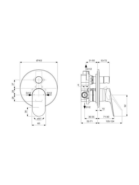 Ideal Standard Built-in Mixer & Supply Set for Shower 2 Exits 3800861132325