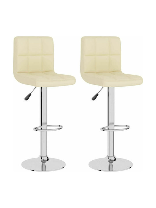 Stool Bar with Back & Adjustable Height Cream 2pcs 40x47x90-111cm