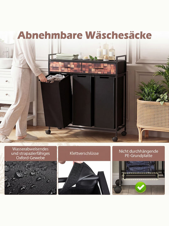 Costway Fabric Laundry Basket with Lid 97.5x33x92.5cm Black