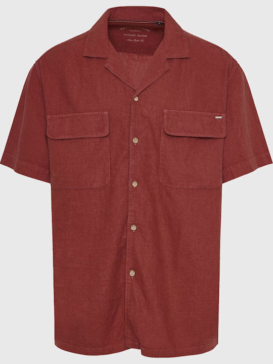 Къс ръкав Риза Едноцветен Spice Brown Burgundy