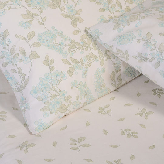 Melinen Rea Set Cearceafuri de Pat Duble 205x270cm Turcoaz (4 Bucăți)