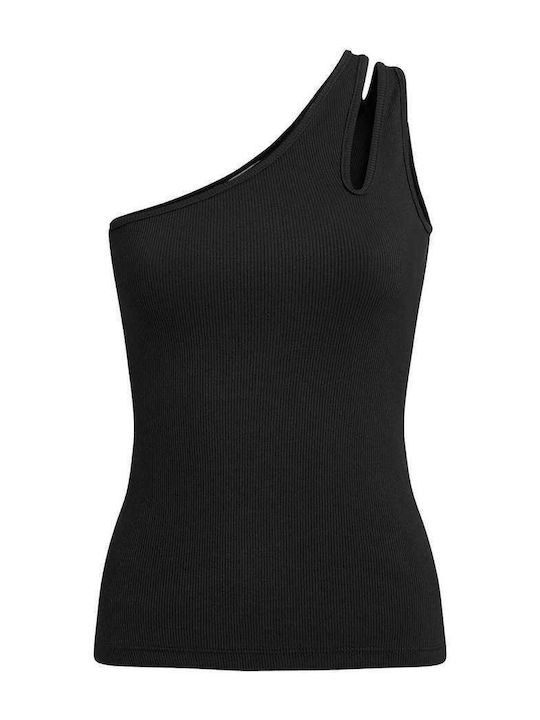 Celestino Γυναικεία Μπλούζα Ριπ Έναν Ώμο Slim Fit Μαύρο