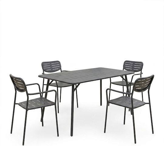 Garten- und Outdoor-Möbelsets Typsatz Speisesaal 5 Stück Schwarz Garten- und Outdoor-Möbelsets Typsatz Speisesaal 5 Stück Schwarz