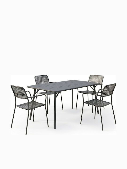 Moraja Outdoor Dining Room Set 5 Pieces Black