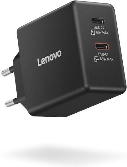 Lenovo USB-C Φορτιστής Laptop 65W για Lenovo με Αποσπώμενο Καλώδιο Τροφοδοσίας