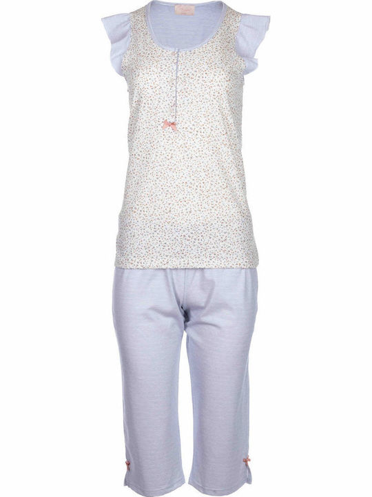 Pink Label Sommerliches Damen-Schlafanzug-Set Hellblau