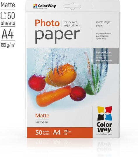 ColorWay Photo Paper Matte A4 (21x30) for Inkjet Printers 25 Sheets