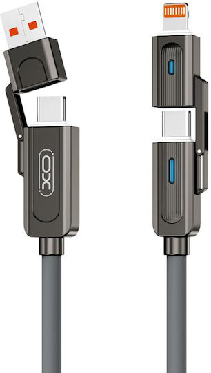XO USB to Type-C / Lightning Cable Μαύρο 1m XO-857777