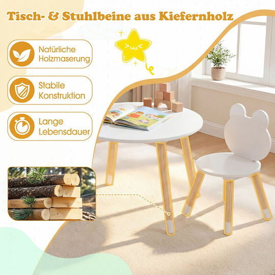 Kids Table for Painting Made of Wood White Costway
