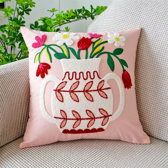 FRIPIA Decorative Pink Pillow Case 45x45cm