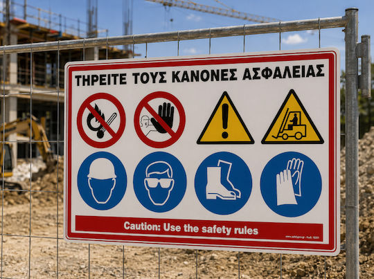 Τηρειτε Κανονες Ασφαλειας Πινακιδα Αλουμινιου 40χ60 Ινfοsign 11001