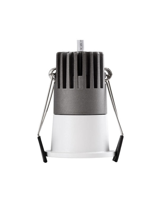 kelvo Metallic Recessed Spot with Built-in LED and Natural White Light White 4x4cm