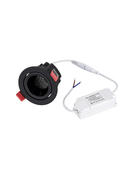 kelvo Metallic Recessed Spot with Built-in LED and Natural White Light White 8.5x8.5cm