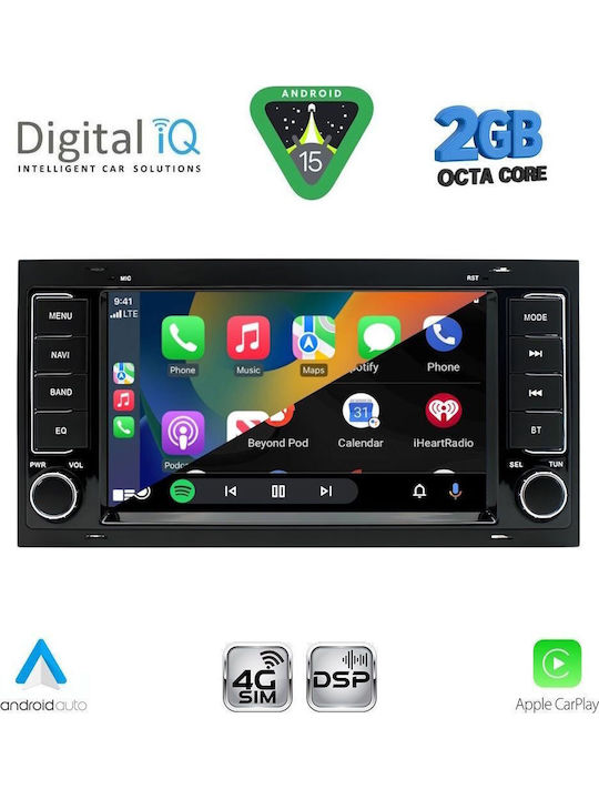 Digital IQ Car Audio System for Volkswagen Touareg 2003-2011 Bluetooth USB AUX WiFi GPS Apple CarPlay Android Auto with 7" Touch Screen