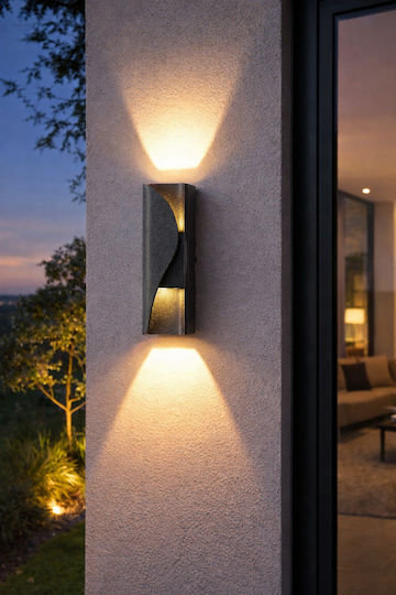 Led Wall Light Ax221 Outdoor Indoor 2 Sources X 6w Metallic Black 3000k