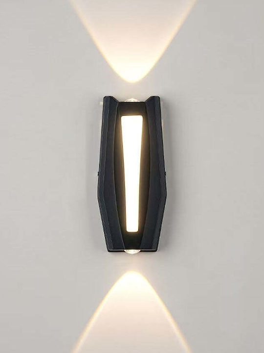 Led Wall Light Ax218 Outdoor Indoor 2 Sources X 8w Metallic Black 3000k