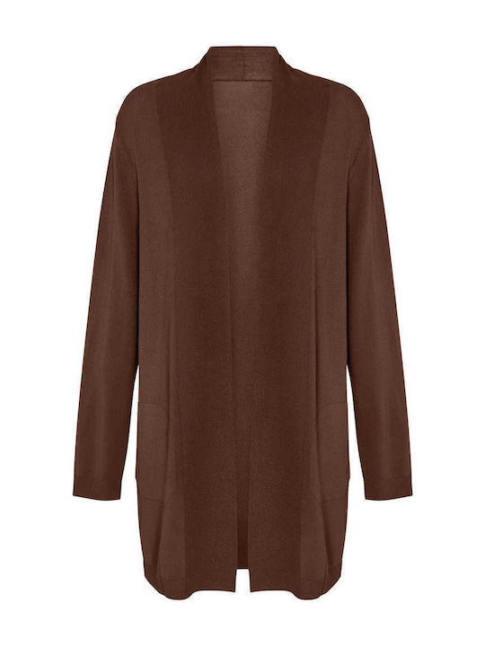 Celestino Women's Long Cardigan With Pockets Brown
