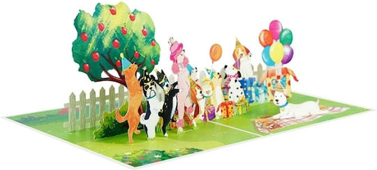 Kiriori Pop 3d Картичка Рожден Ден Парти Кучета