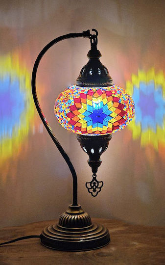Πορτατίφ Μεταλλικό Πολύχρωμο Γυαλί Boho Oriental Moroccan Style Μαροκινό Στυλoriental Pr-β Πορτατιφ Βιτρω Κουρμπα Bronze-πολυχρωμο Γυαλι Ε/14&