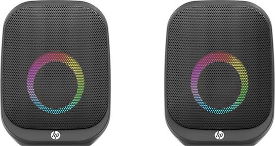 HP DHS-2113 Ηχεία Υπολογιστή 2.0 με RGB Φωτισμό και Ισχύ 6W σε Μαύρο Χρώμα