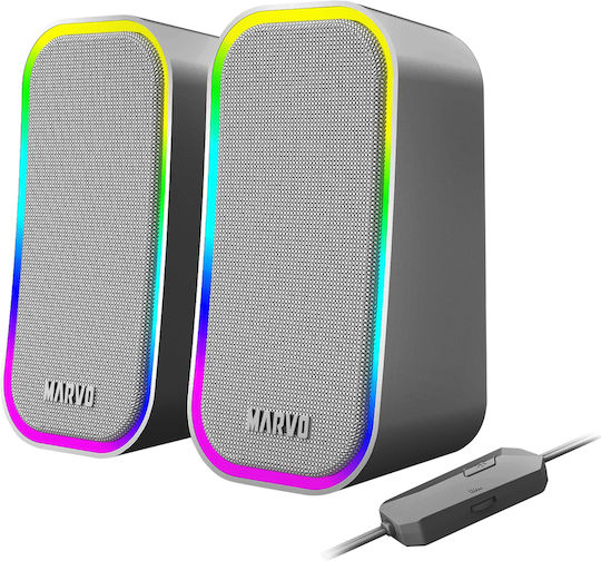 Marvo SG-285 Havoc20 Компютърни тонколони 2.0 с RGB осветление и мощност 6W в Сив цвят
