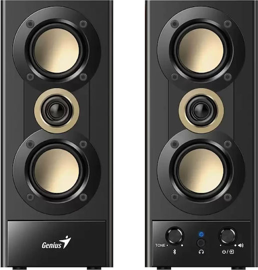 Genius HF800BT Ηχεία Υπολογιστή 2.0 με Bluetooth και Ισχύ 20W Καφέ